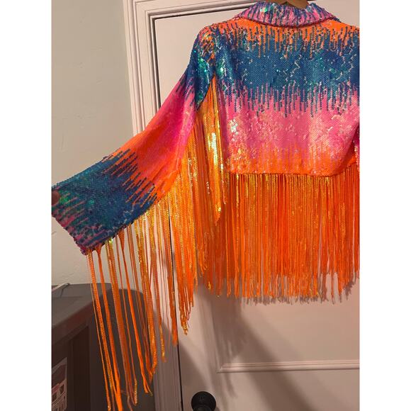 Nasty Gal Sequin Fringe Jacket 2 NWT - Picture 5 of 5